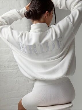 White 'BRIDE' Embroidered Pullover